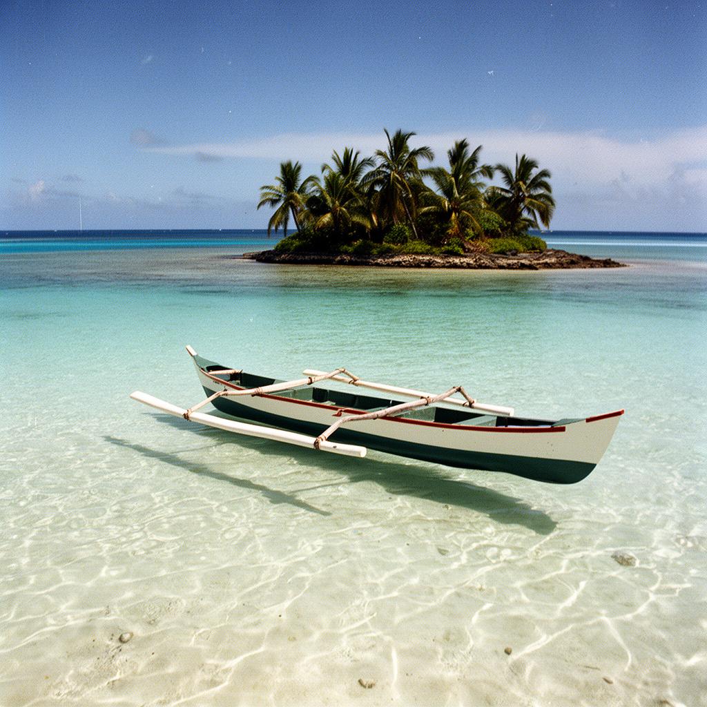 One Foot Island sandbar in Aitutaki lagoon with crystal clear water