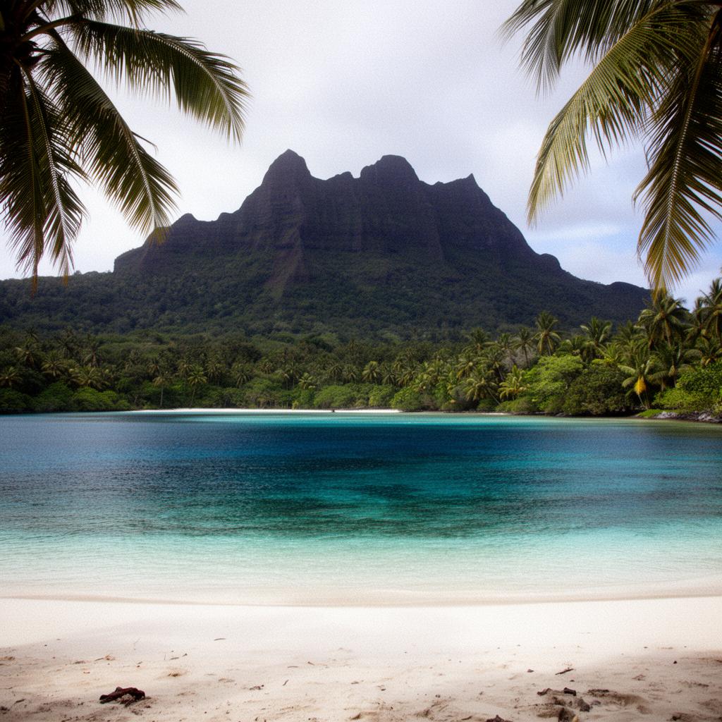 Dramatic volcanic peaks and turquoise lagoon in Moorea, French Polynesia