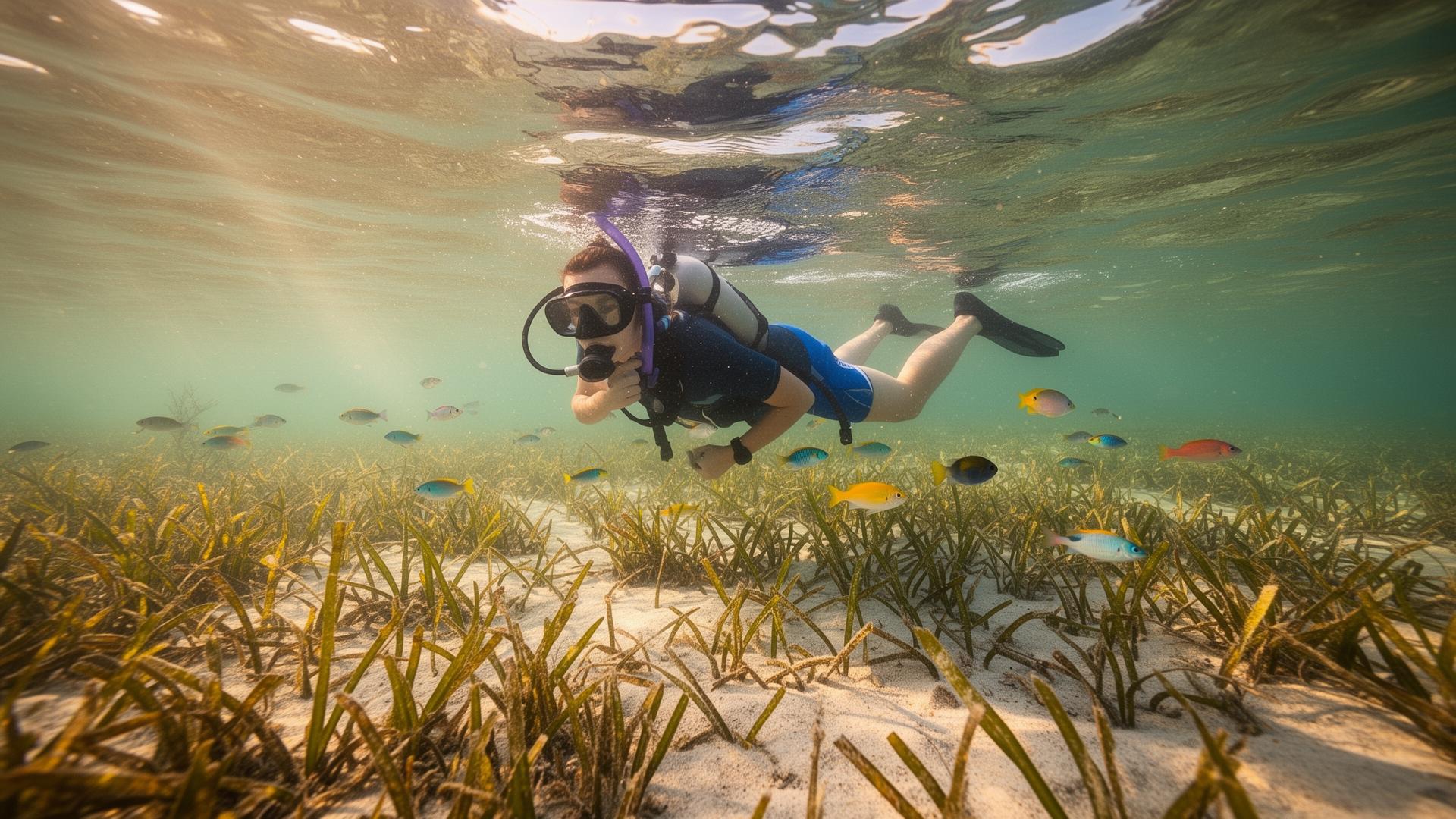 Snorkeler at Blue Heron Bridge
