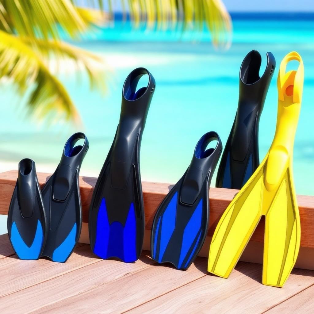 Variety of snorkeling fins